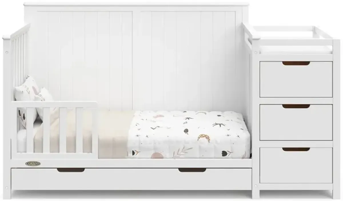 Graco Hadley 5-in-1 Convertible Crib and Changer with Drawer (White)