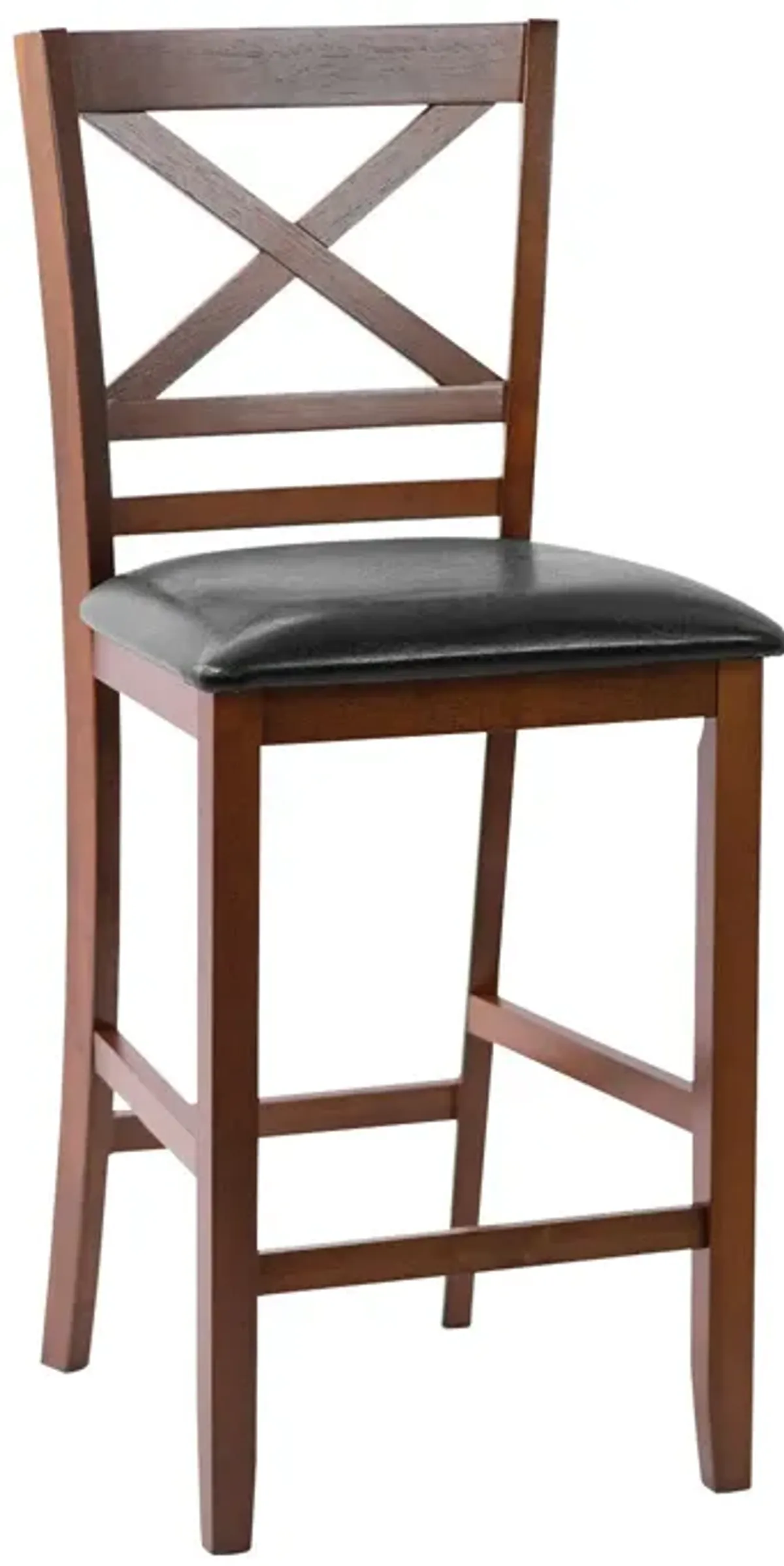 Set of 2 Bar Stools 25 Inch Counter Height Chairs with PU Leather Seat