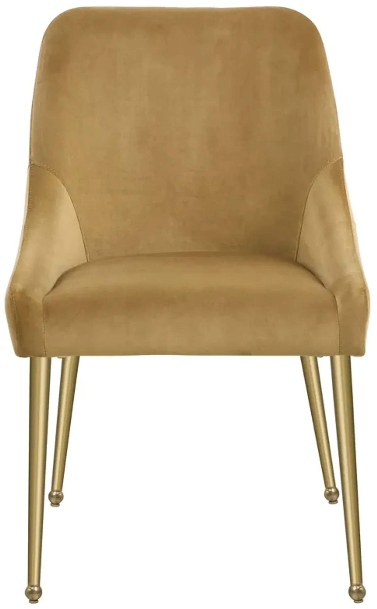 Maya Dining Side Chair Set of 2, Brown Velvet, Brass Plated Metal Legs - Benzara