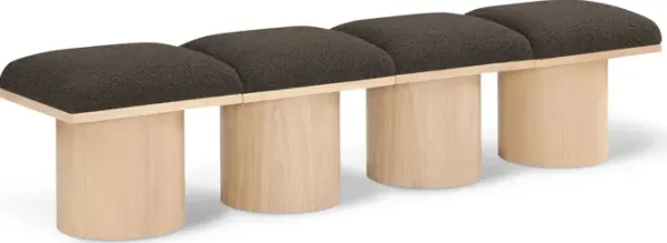 Meridian Furniture Pavilion Brown Boucle Fabric Bench