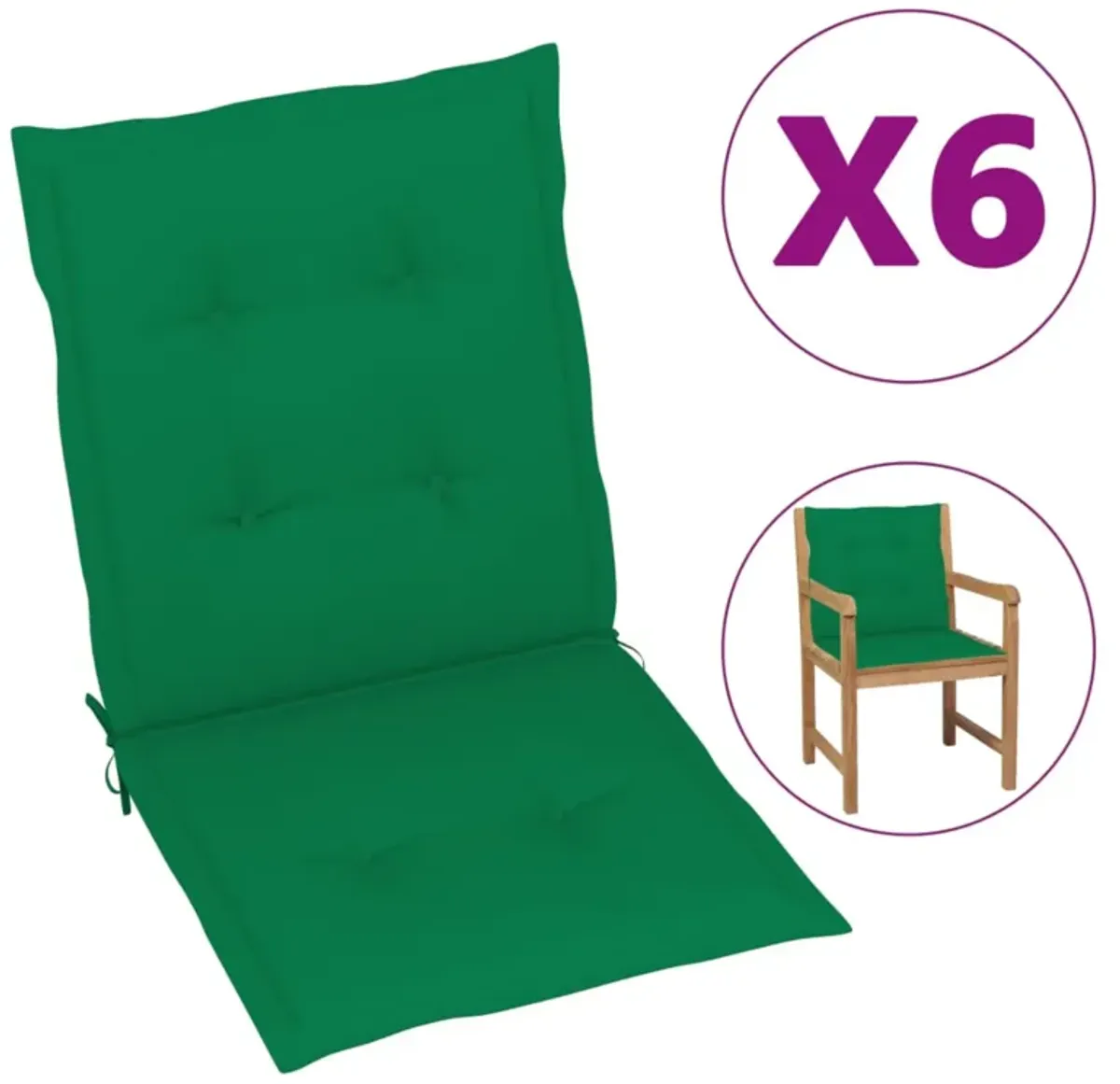 vidaXL Garden Chair Cushions 6 pcs Green 39.4"x19.7"x1.6"