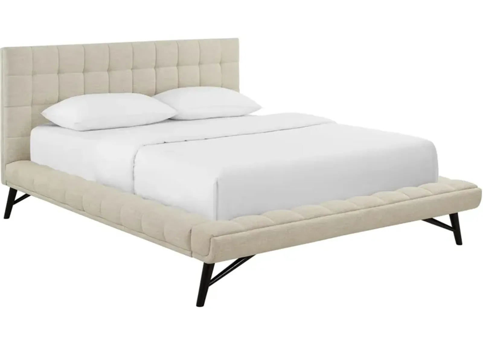 Modway - Julia Queen Biscuit Tufted Upholstered Fabric Platform Bed