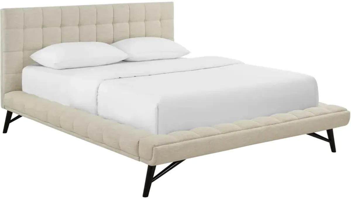 Modway - Julia Queen Biscuit Tufted Upholstered Fabric Platform Bed