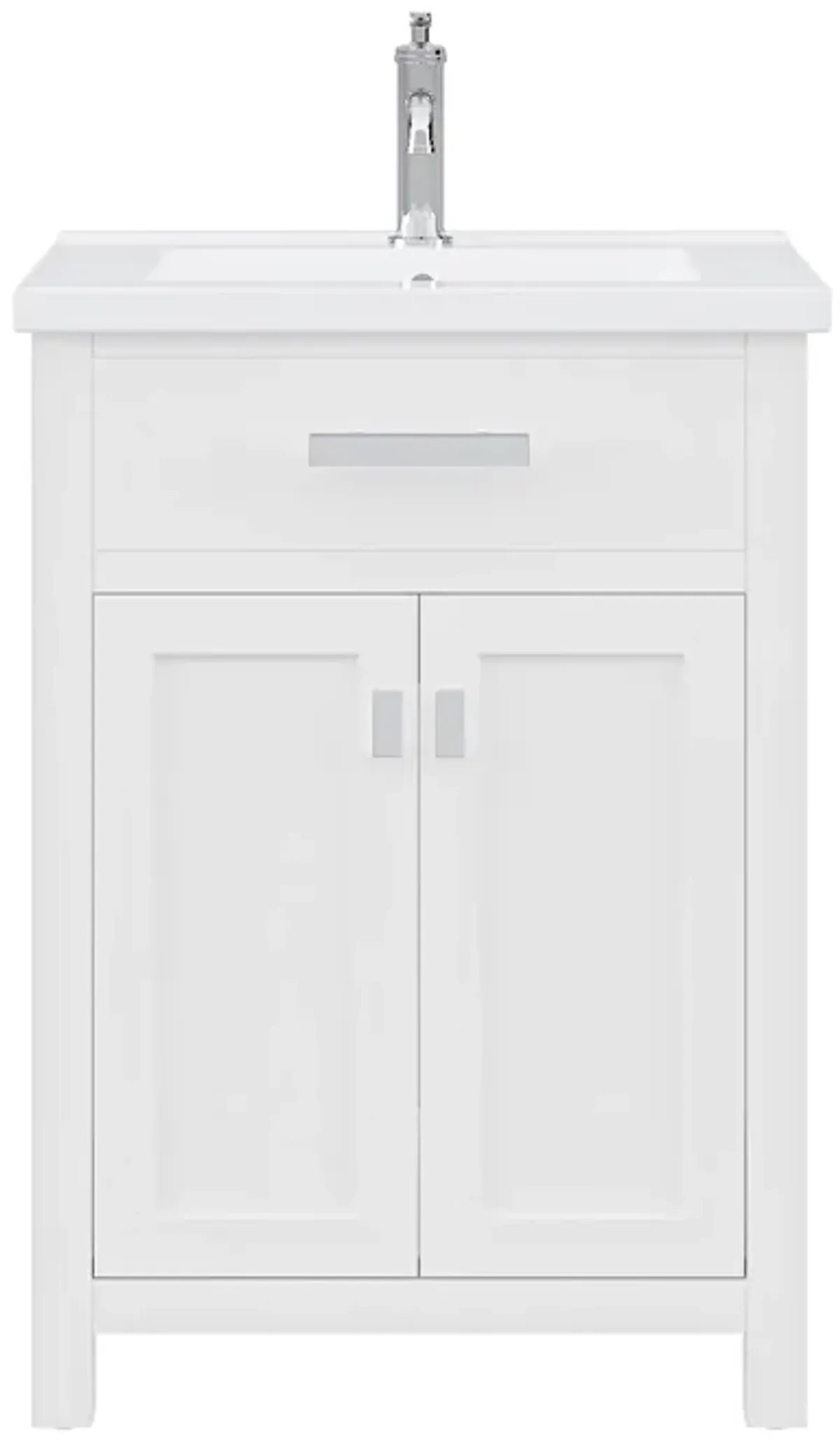 Myra 24 In. Integrated Ceramic Sink Top Bath Vanity in Pure White