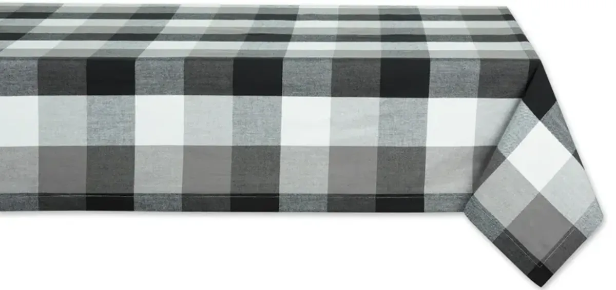 120" White and Black Checkered Rectangular Tablecloth