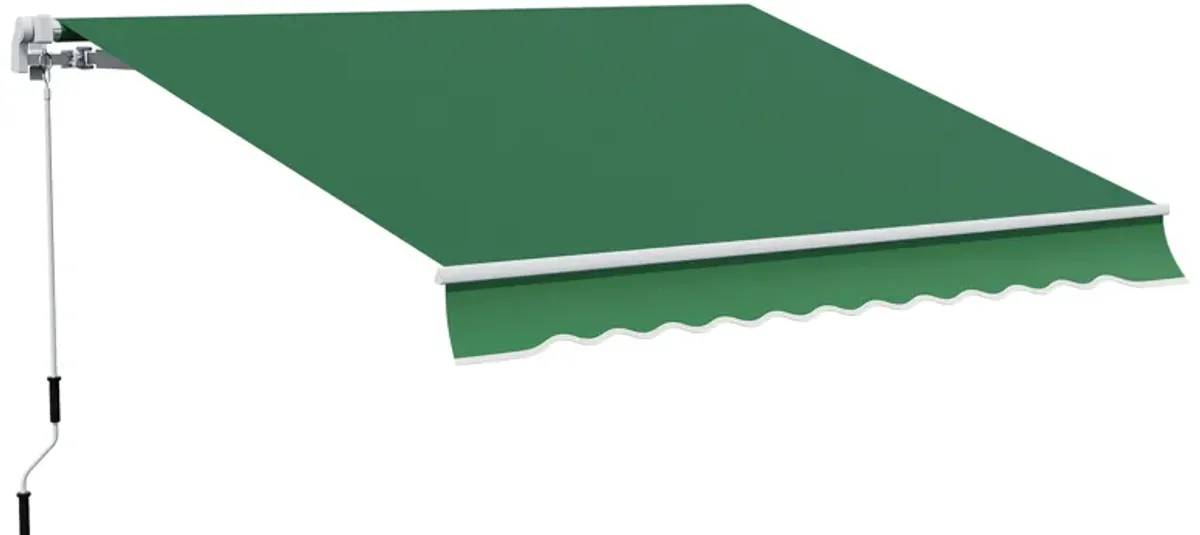 Green Patio Shield: 12x10 Manual Retractable Awning