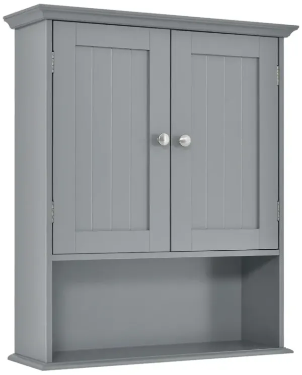Wall Mount Bathroom Cabinet Storage Organizer with Doors and Shelves