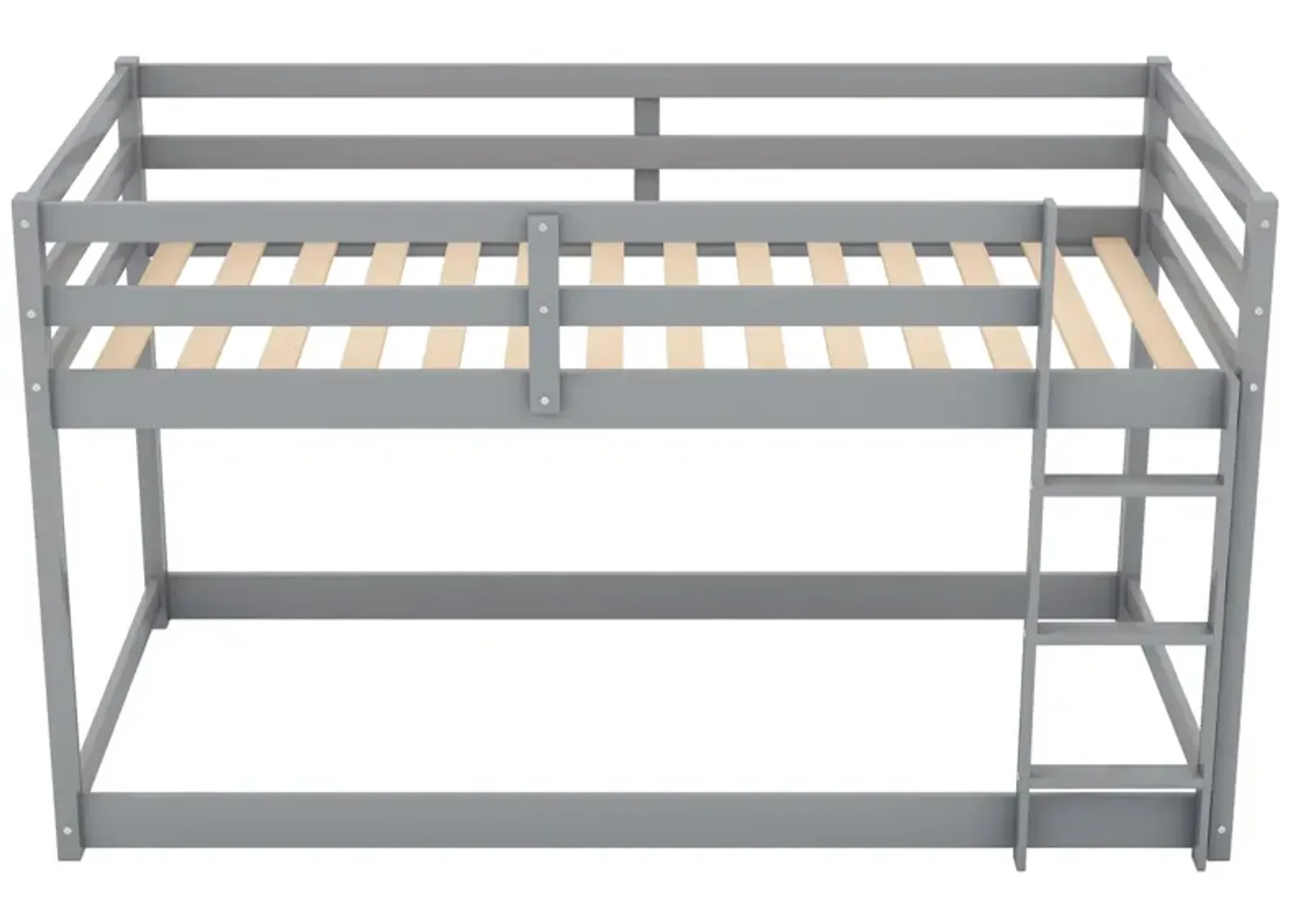 Twin over Twin Floor Bunk Bed with Ladder