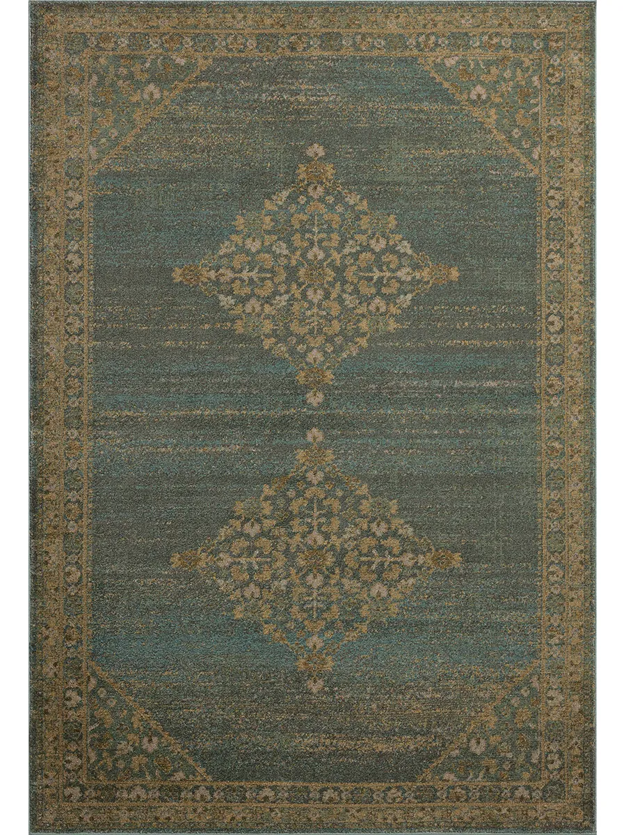 Mona Aqua/Wheat 5' x 7'8" Area Rug by Magnolia Home by Joanna Gaines x Loloi