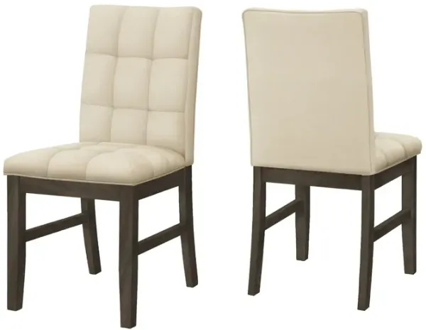 Monarch Specialties I 1376 - Dining Chair, 37" Height, Set Of 2, Upholstered, Dining Room, Kitchen, Cream Fabric, Grey Solid Wood, Transitional