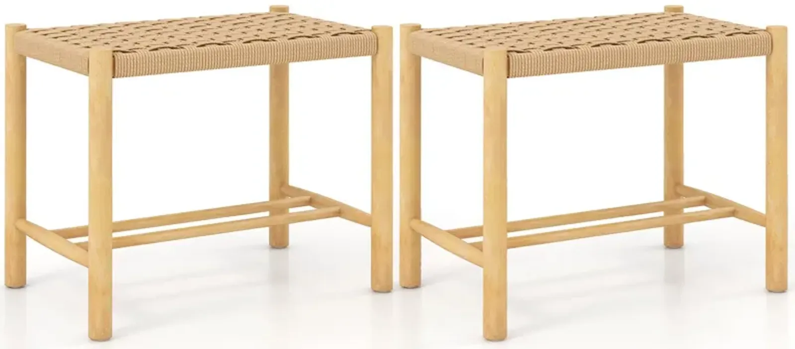 18 Inch Dining Stool Set of 2-Natural