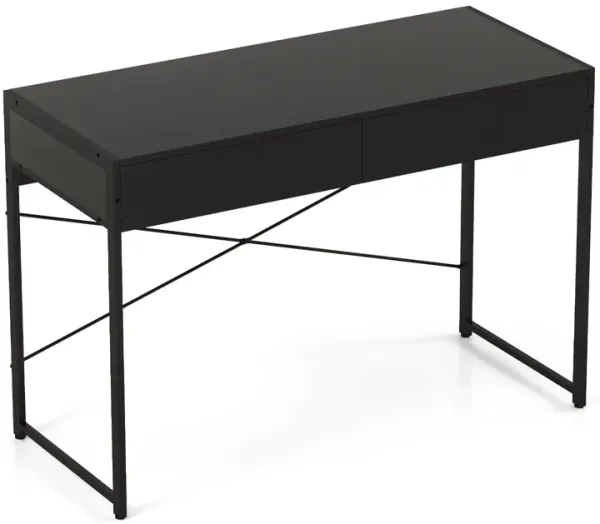 Home Office Desk with Metal Frame and 2 Storage Drawers for Organized Workspace