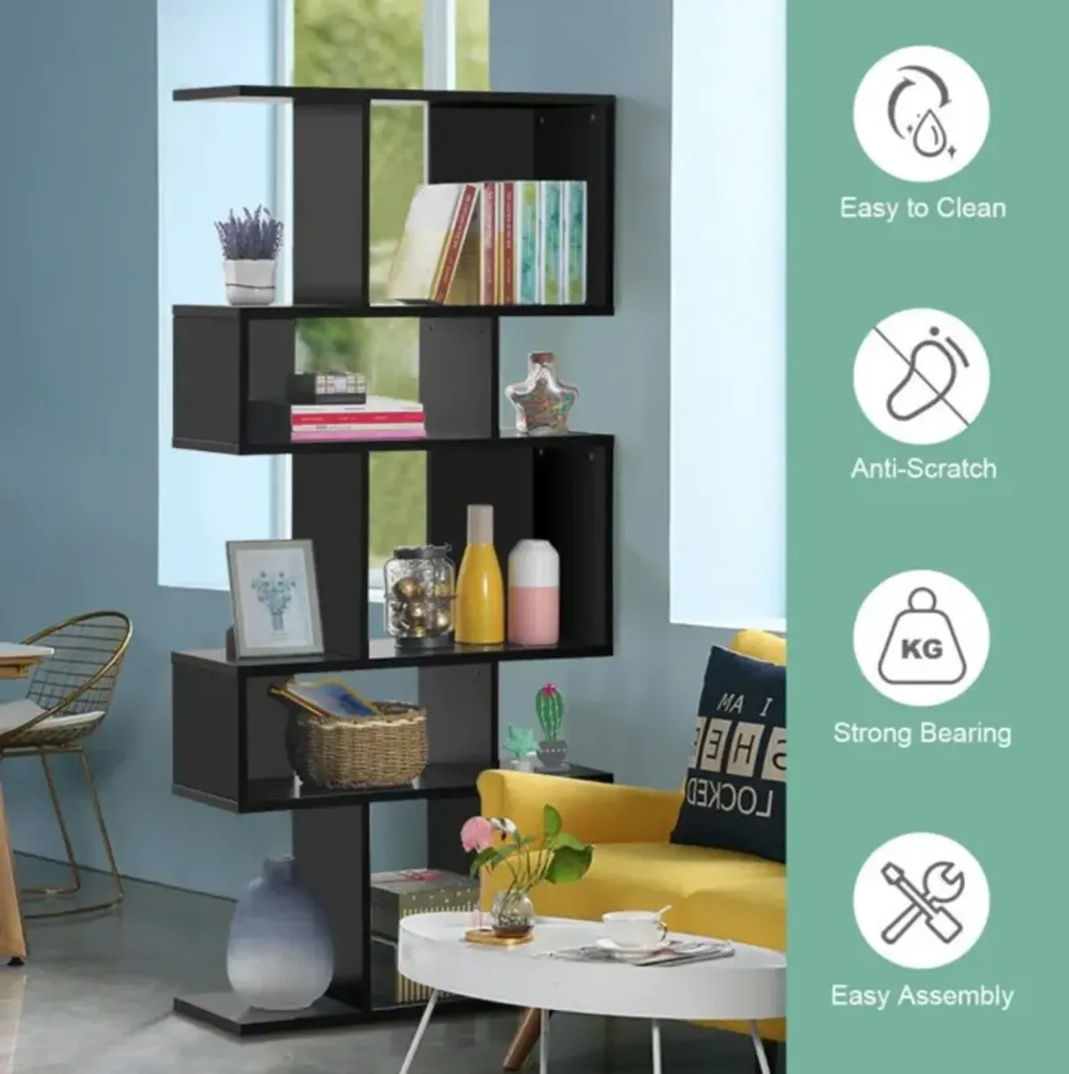 Hivvago 5 Cubes Ladder Shelf Corner Bookshelf Display Rack Bookcase