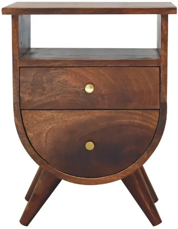 Split Solid Wood 2 Drawers Chestnut NightStand