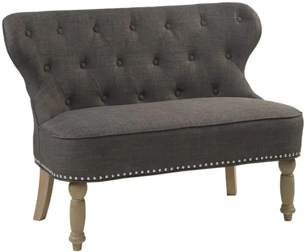 Belen Kox Button-Tufted Charcoal Settee, Belen Kox