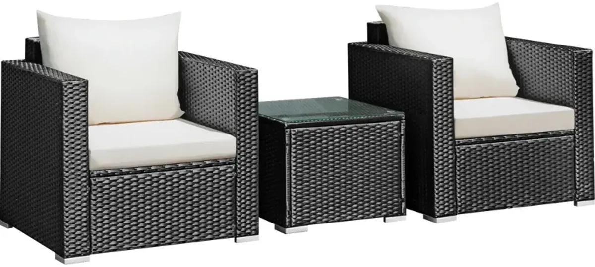 3 Pieces Patio Wicker Conversation Set�with Cushion