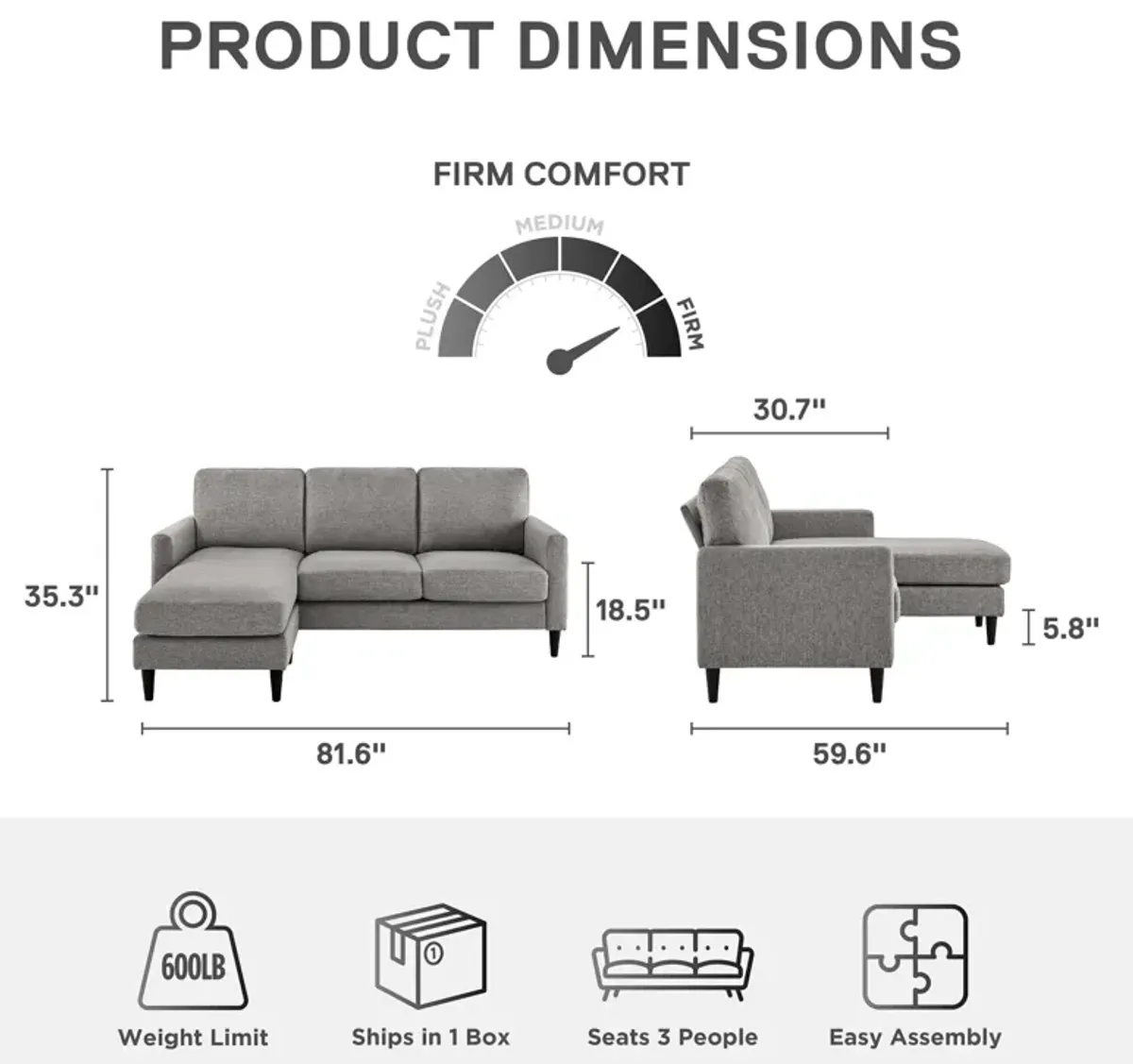 Regency Reversible Contemporary Upholstered Sectional