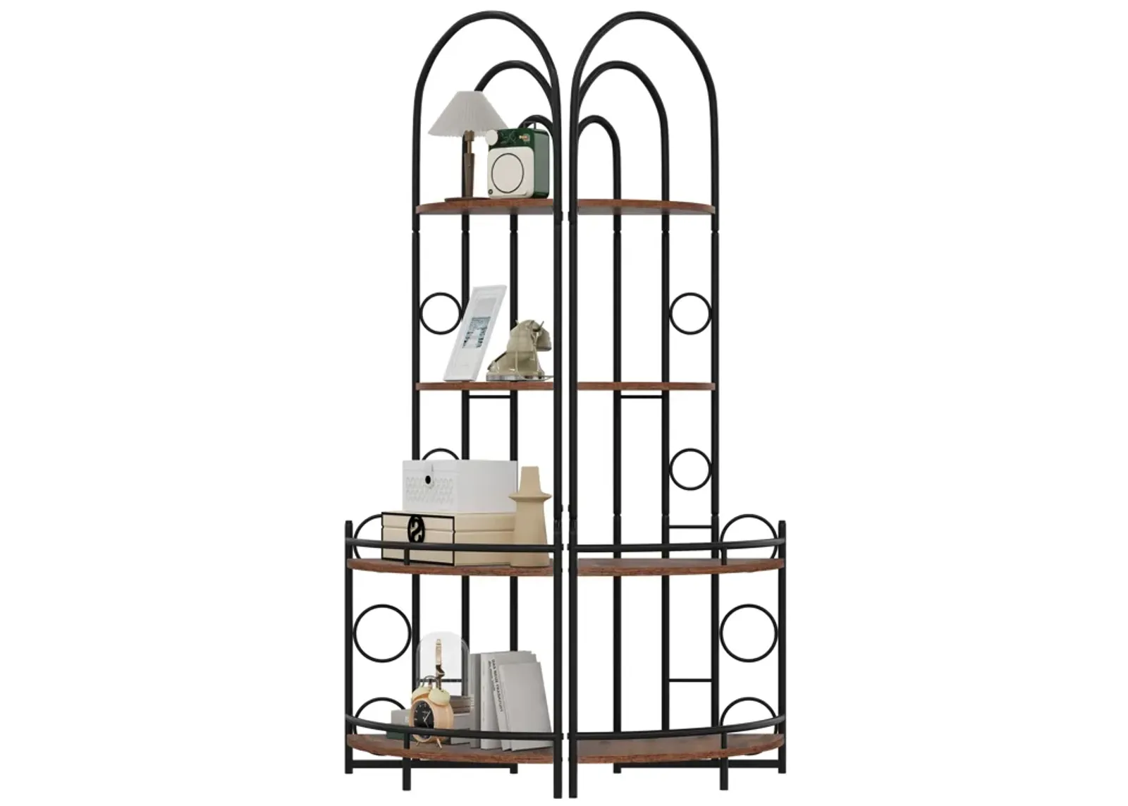 4-Tier Corner Bookshelf, Modern Style, Plant Stand With Metal Frame