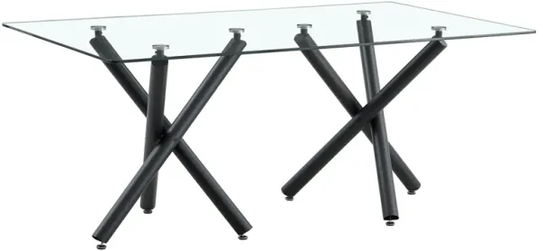 Hivvago 68 Seater Modern Kitchen Dining Table Rectangular Glass Table Top with Metal Legs