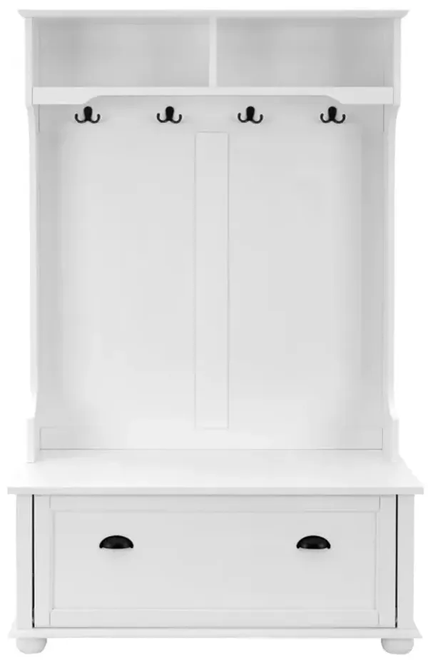 Mondawe Classic Cosatal Style Lobby Entrance Open Style Clothing Rack With Bench And Shoe Cabinet