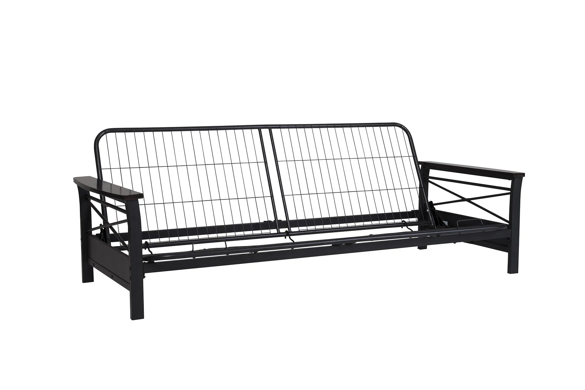 Natalie Metal Futon Frame with Wood Armrests