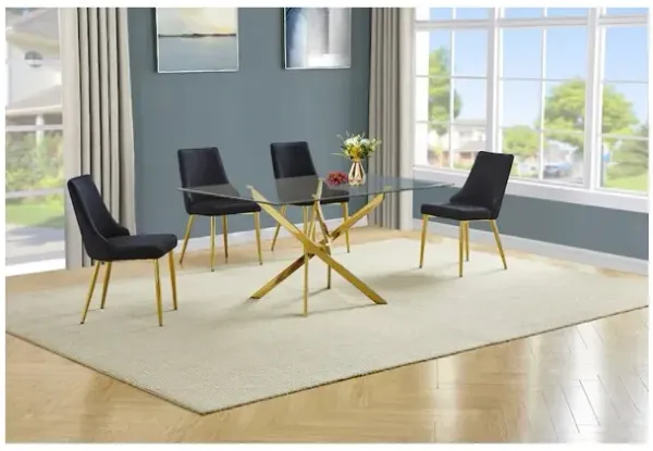 Best Quality Furniture Clear Glass Dining Set With Velvet Upholstered Chairs