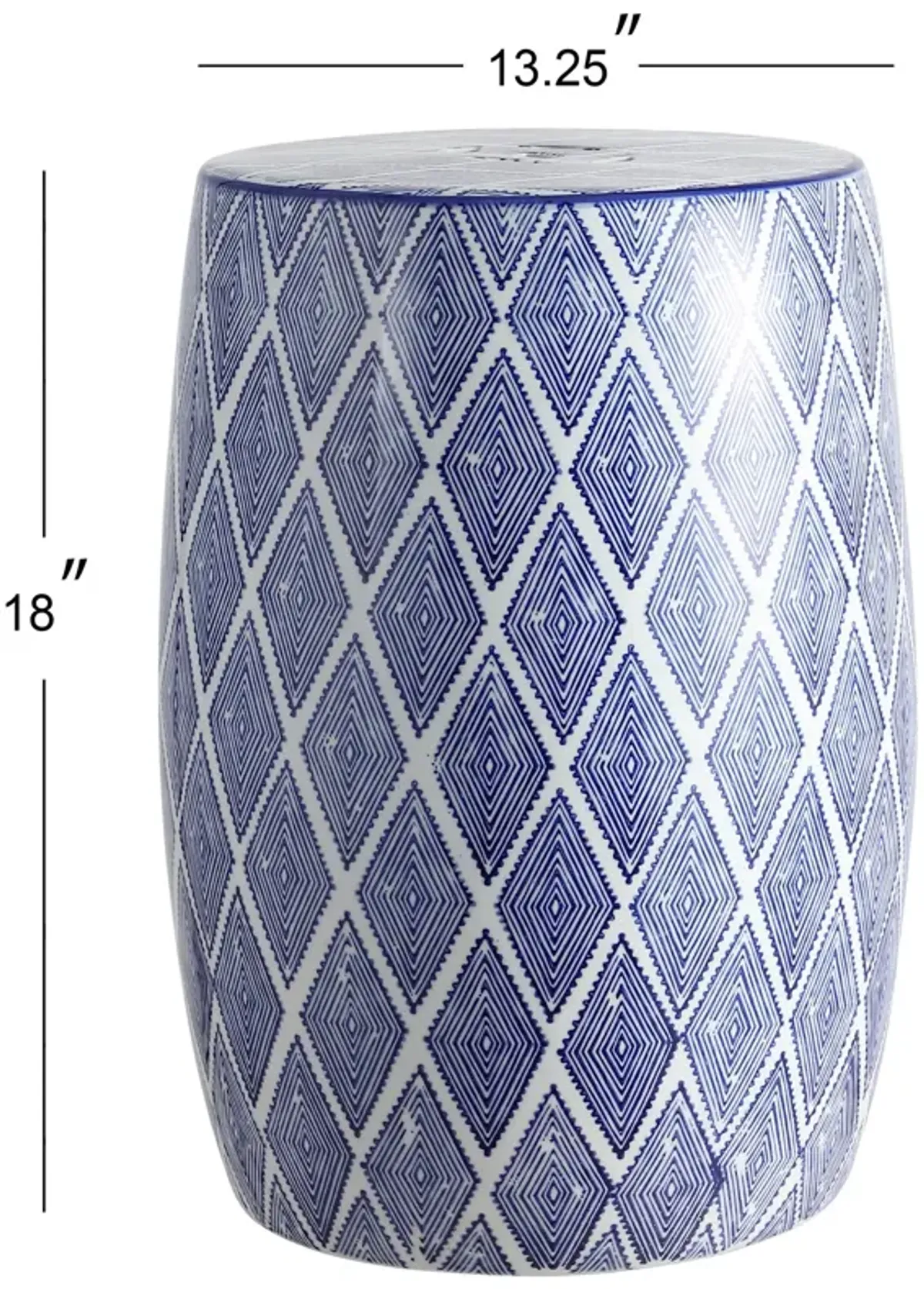 Moroccan Diamonds Ceramic Drum Garden Stool