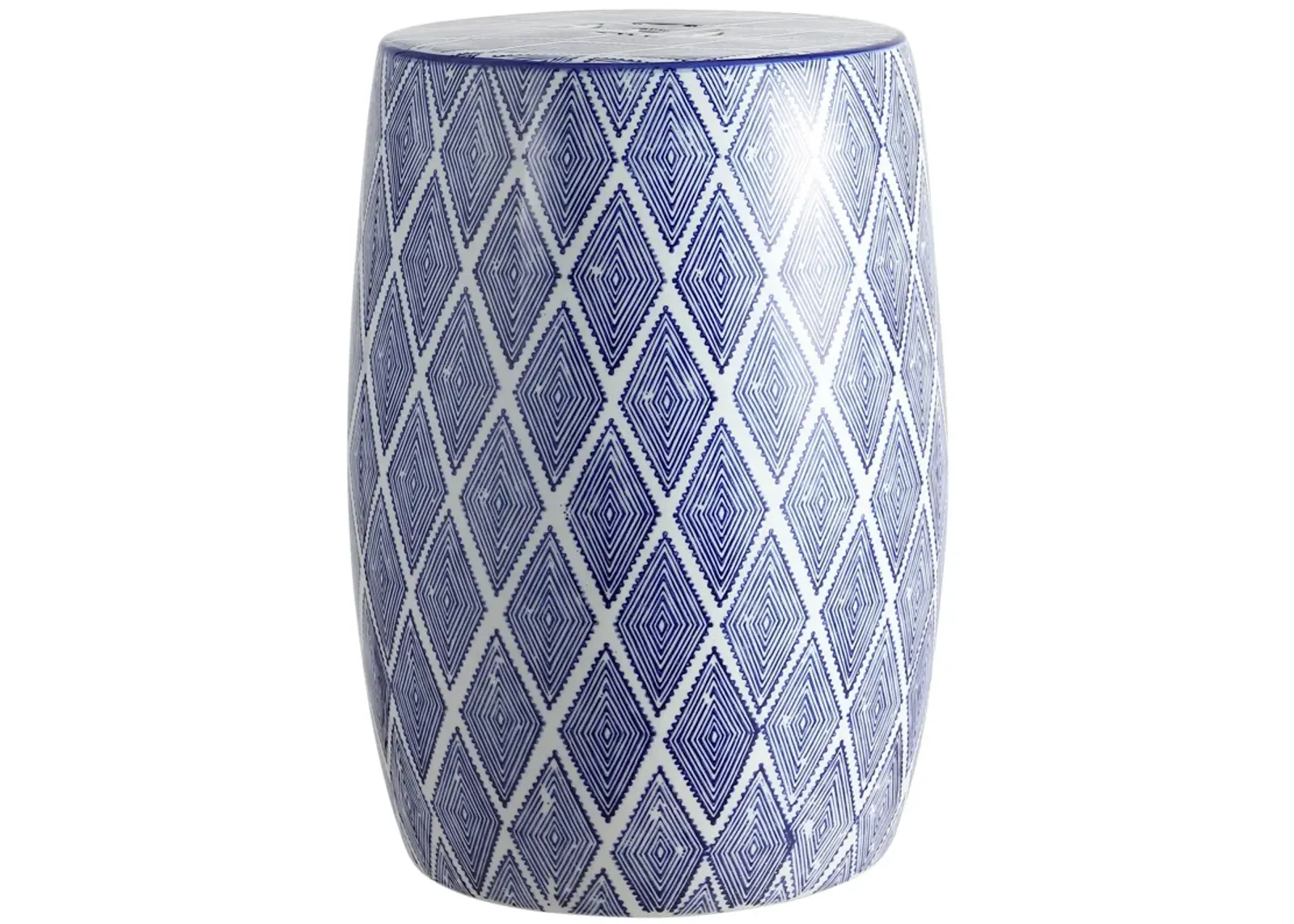 Moroccan Diamonds Ceramic Drum Garden Stool