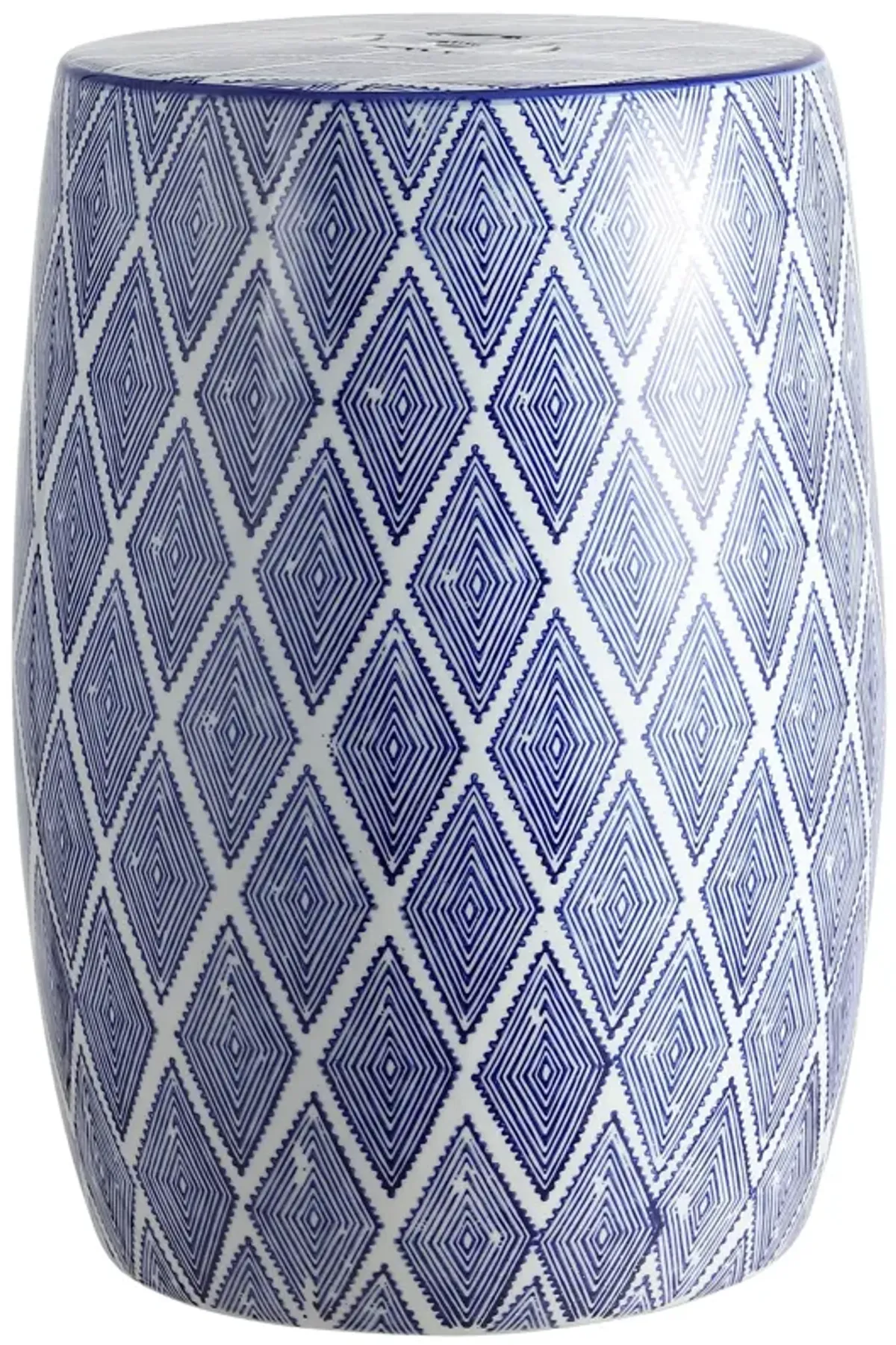 Moroccan Diamonds Ceramic Drum Garden Stool