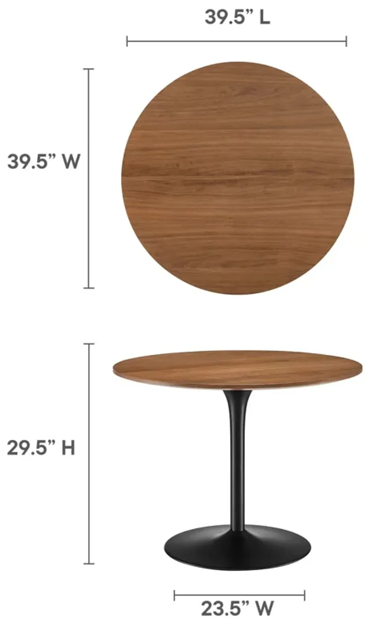 Modway - Pursuit 40" Dining Table Walnut Black