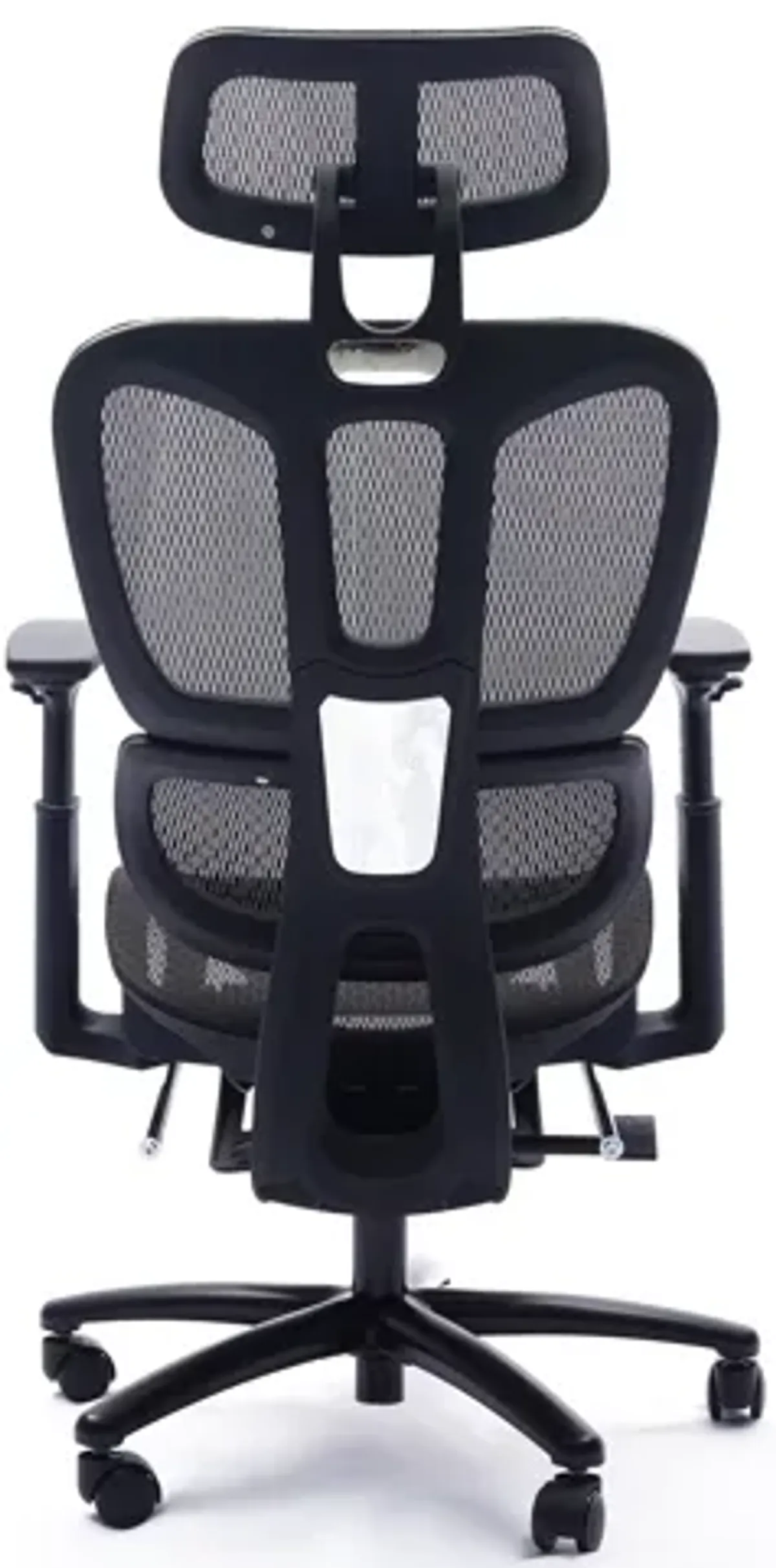 26 Inch Office Chair, Reclining, Footrest, Caster Wheels, Black Mesh - Benzara