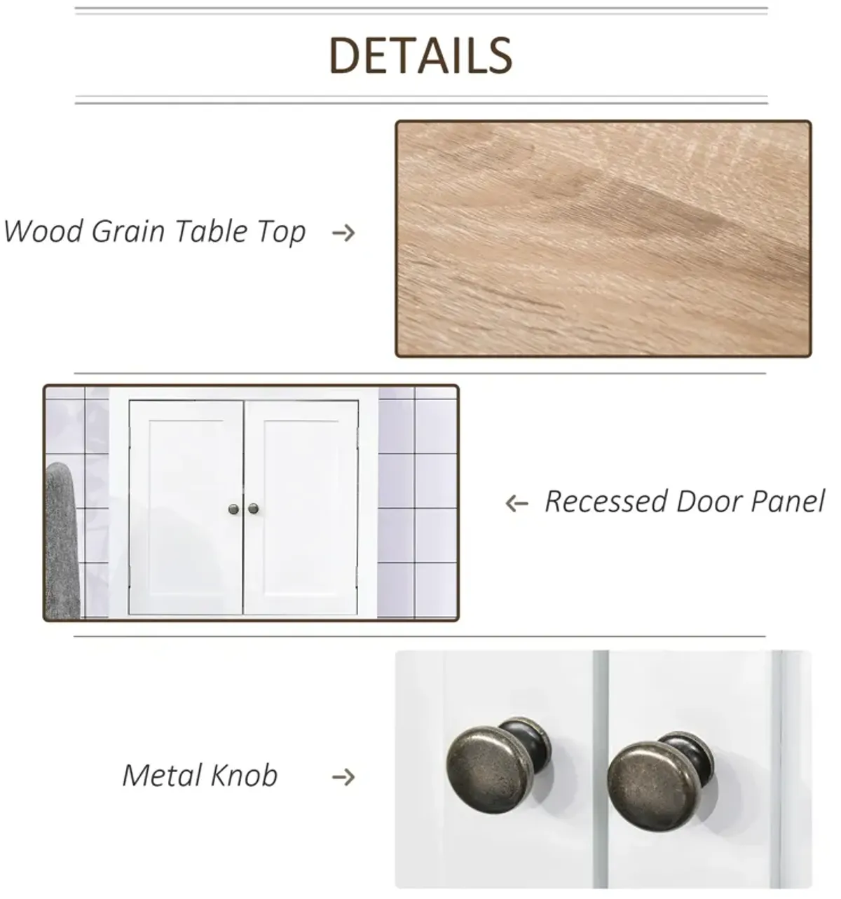 White/Wood Bathroom Storage: Pedestal Sink Cabinet with U-Shape