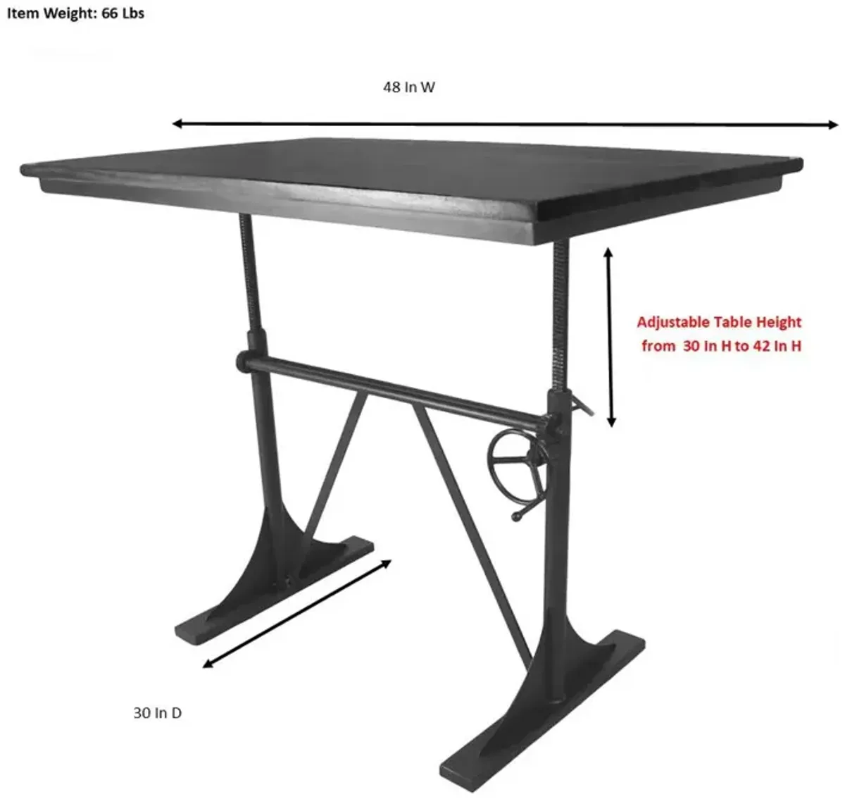 Carolina Living Brio Sit or Standing Adjustable Desk - Whitewash