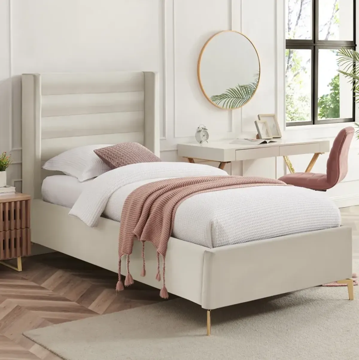 Inspired Home Ames Velvet Platform Bed