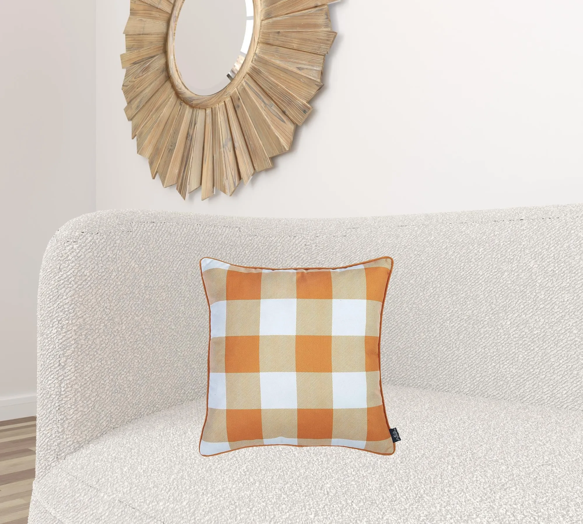 Homezia Set Of Four 18" Orange Plaid And Pumpkin Throw Pillow Covers