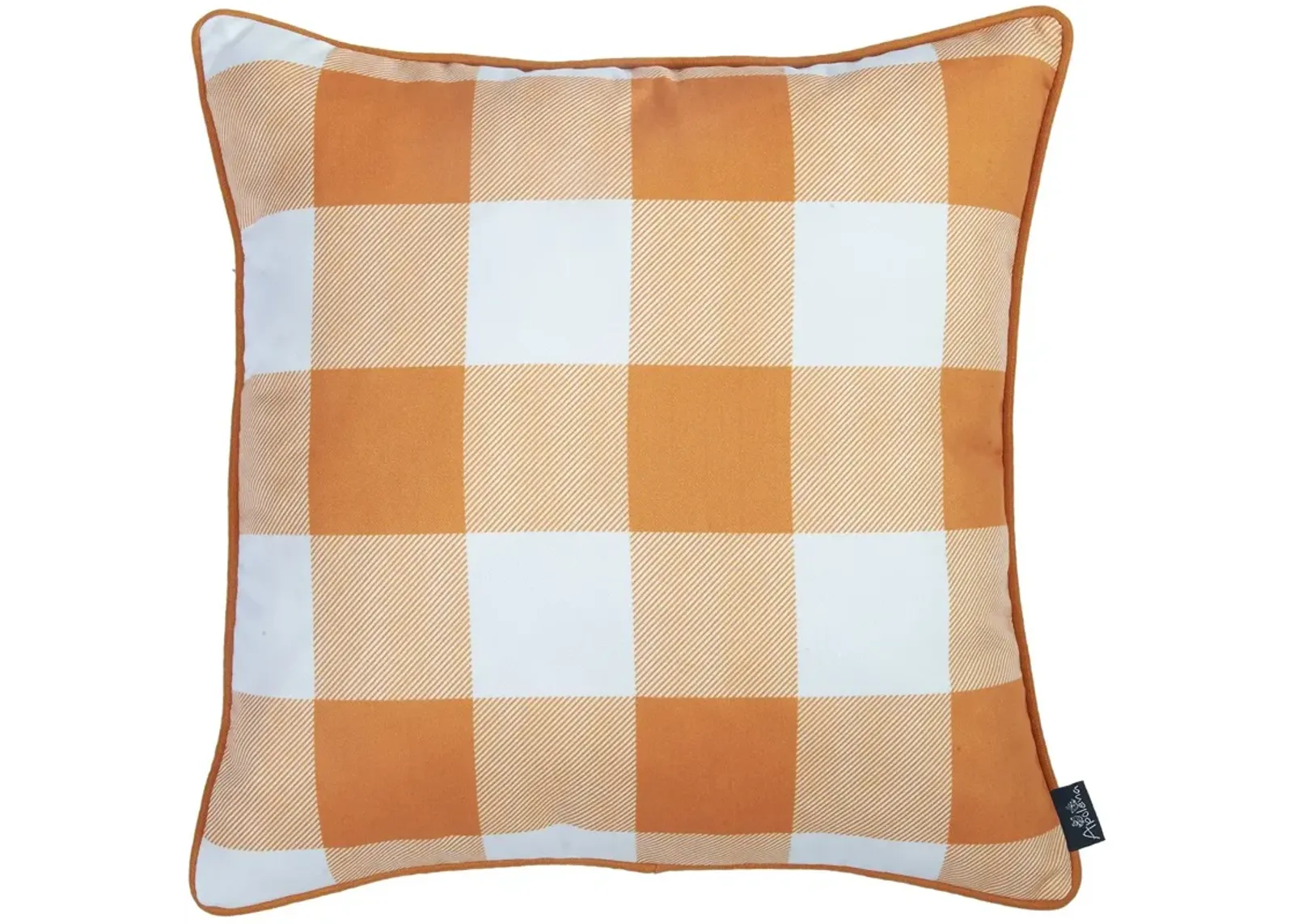 Homezia Set Of Four 18" Orange Plaid And Pumpkin Throw Pillow Covers