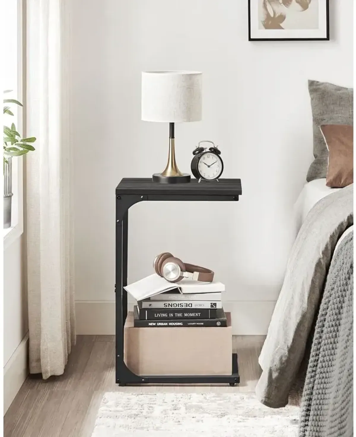 C-Shaped End Table Contemporary Design with Sleek and Versatile Functionality