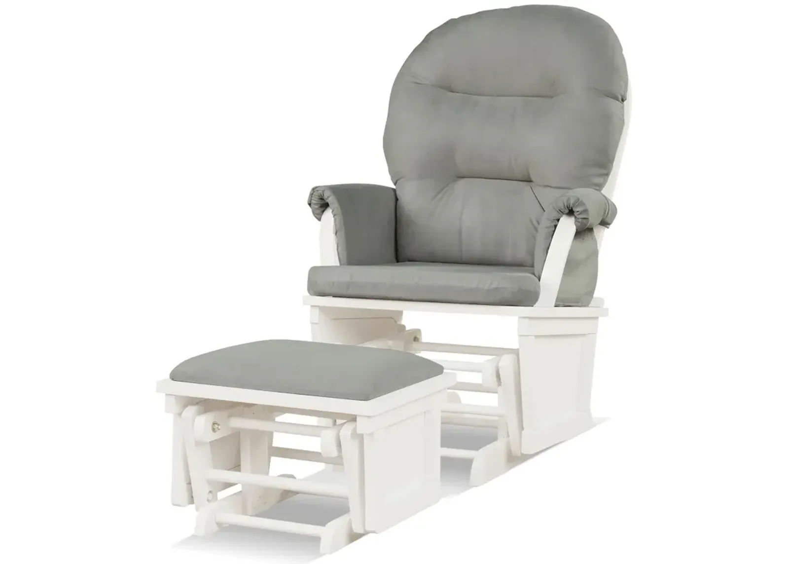 Wood Baby Glider and Ottoman Cushion Set with Padded Armrests for Nursing