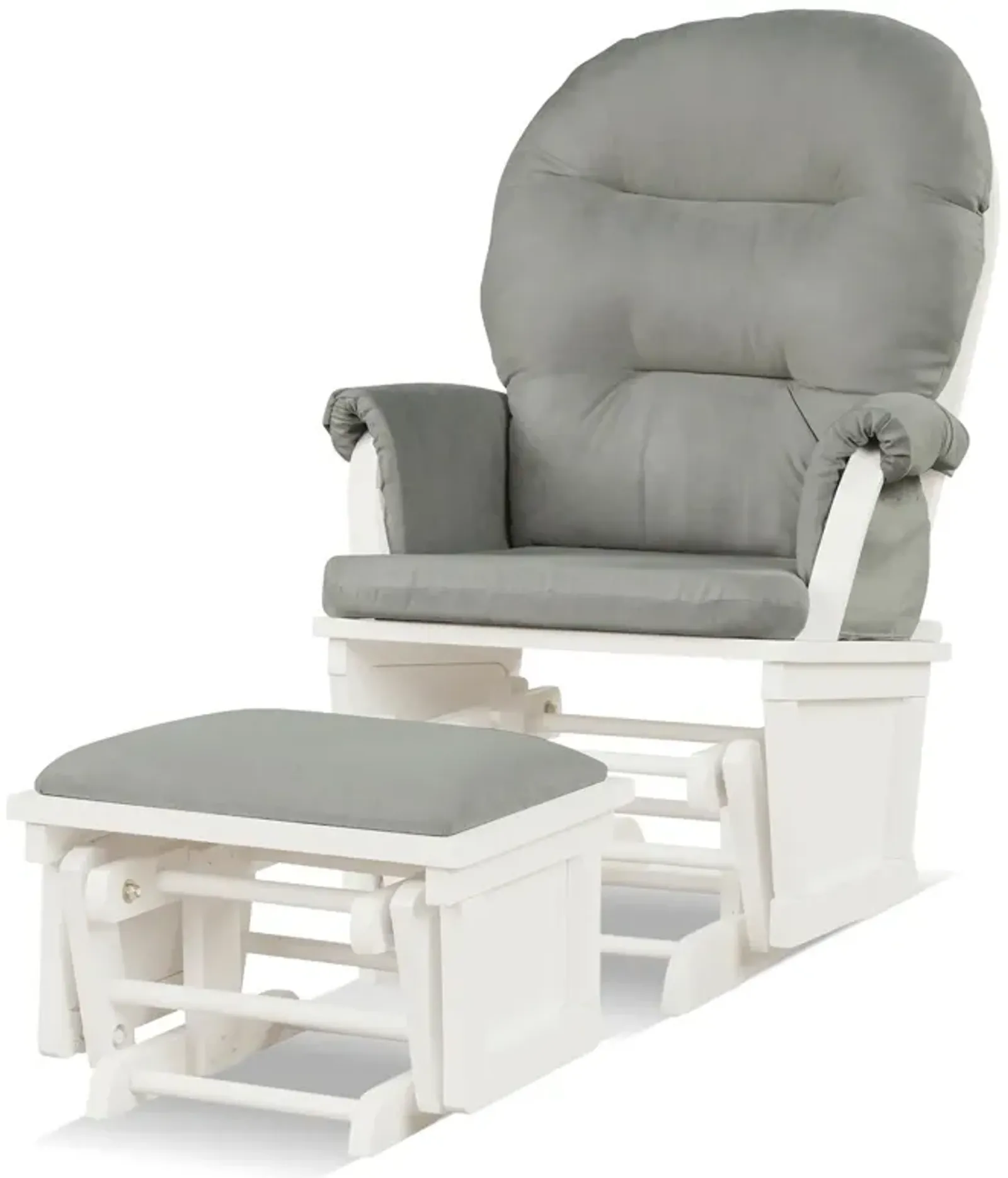 Wood Baby Glider and Ottoman Cushion Set with Padded Armrests for Nursing