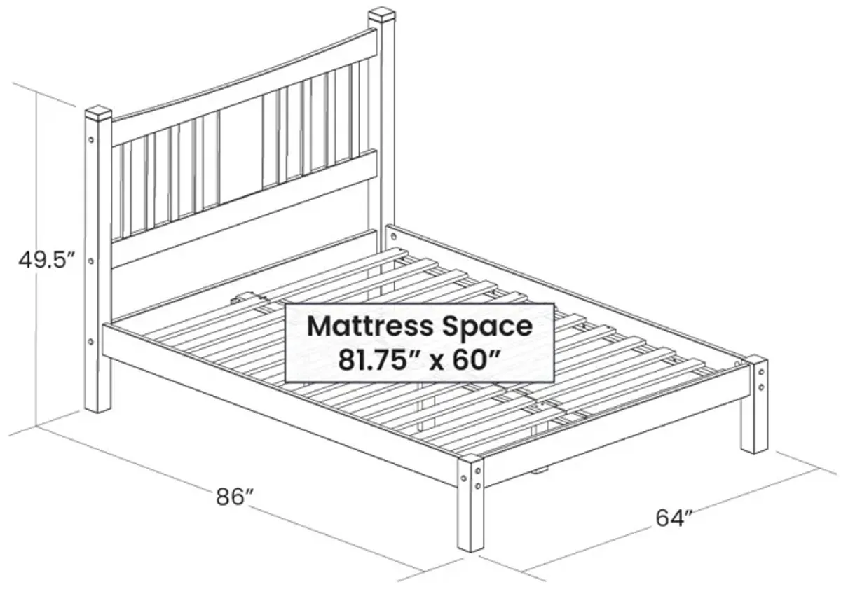 Queen Farmhouse Style Solid Wood Platform Bed Frame with Headboard in Cherry