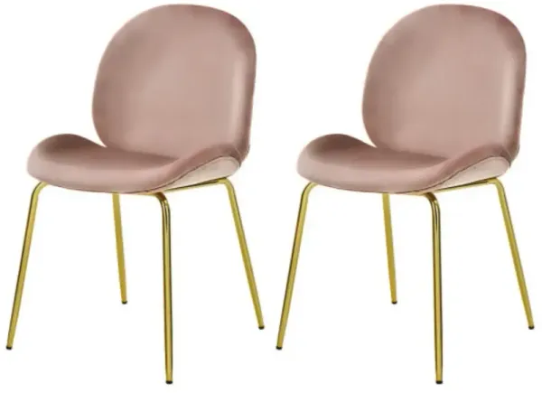 Set of 2 Velvet Accent Chairs with Gold Metal Legs