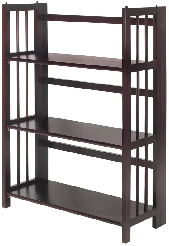 Casual Home 3 Shelf Folding Stackable Bookcase, 27.5" Wide, Espresso