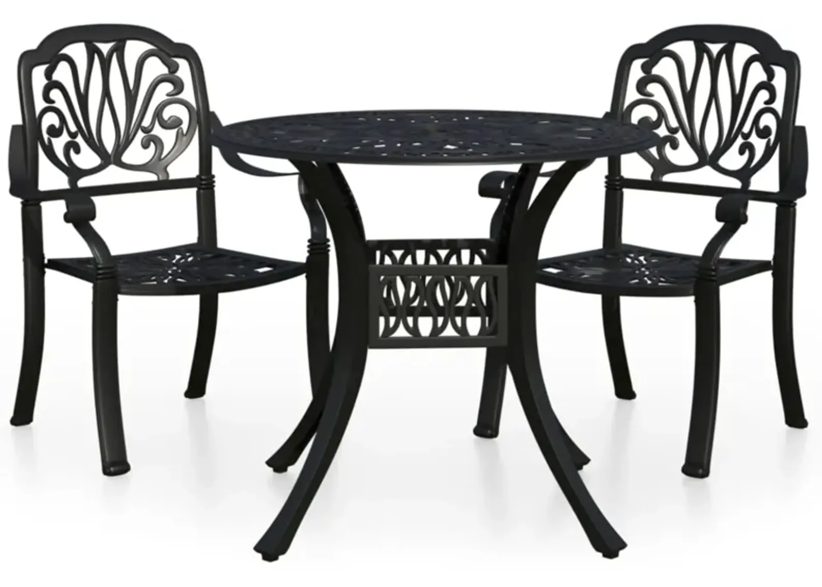 vidaXL 3 Piece Bistro Set Cast Aluminum Black