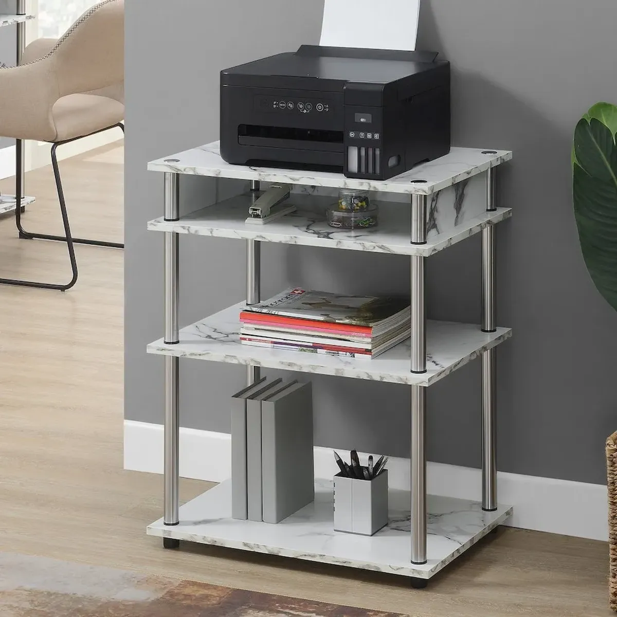 Convenience Concepts Designs2Go No Tools Printer Stand with Shelves