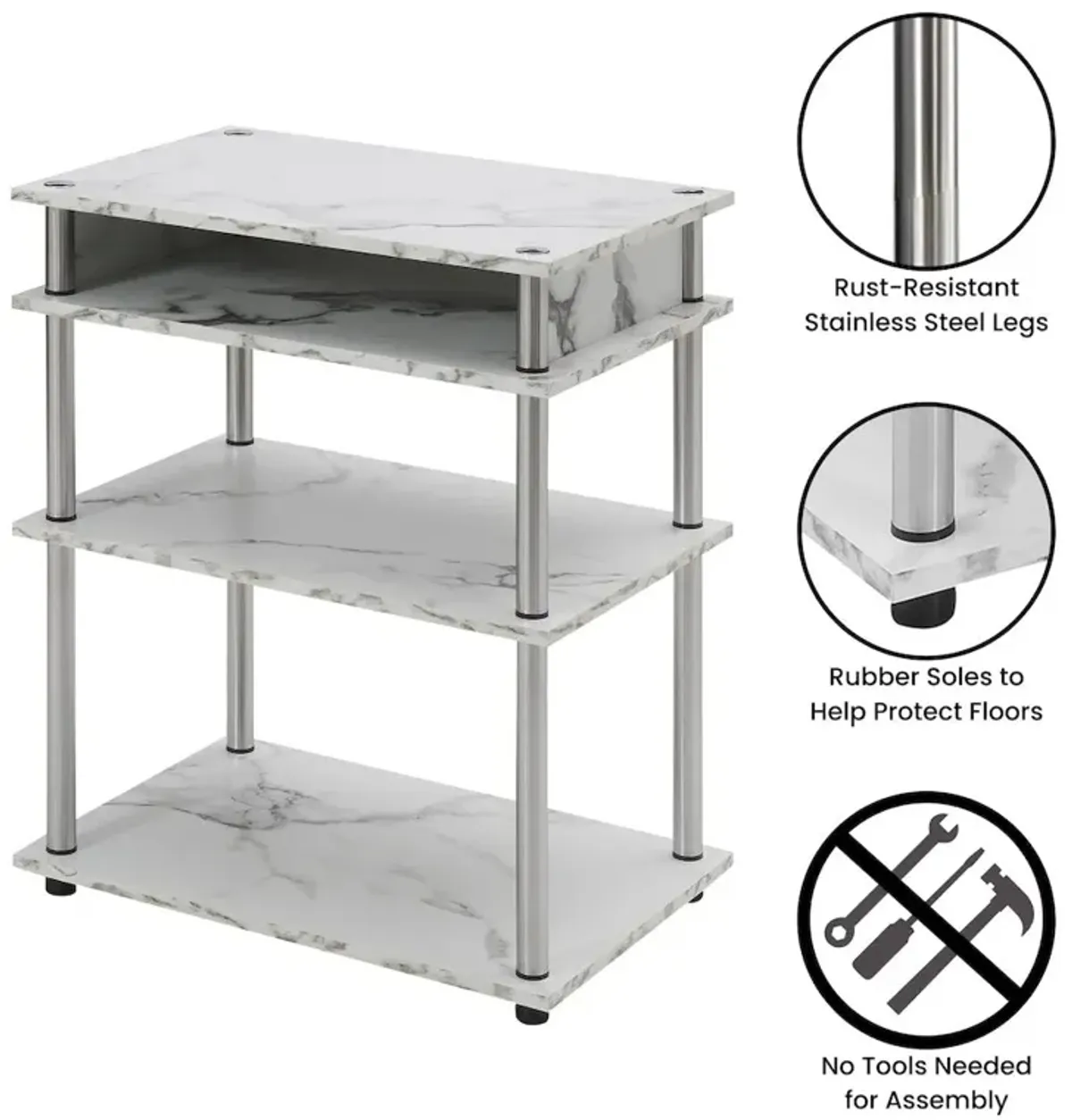 Convenience Concepts Designs2Go No Tools Printer Stand with Shelves