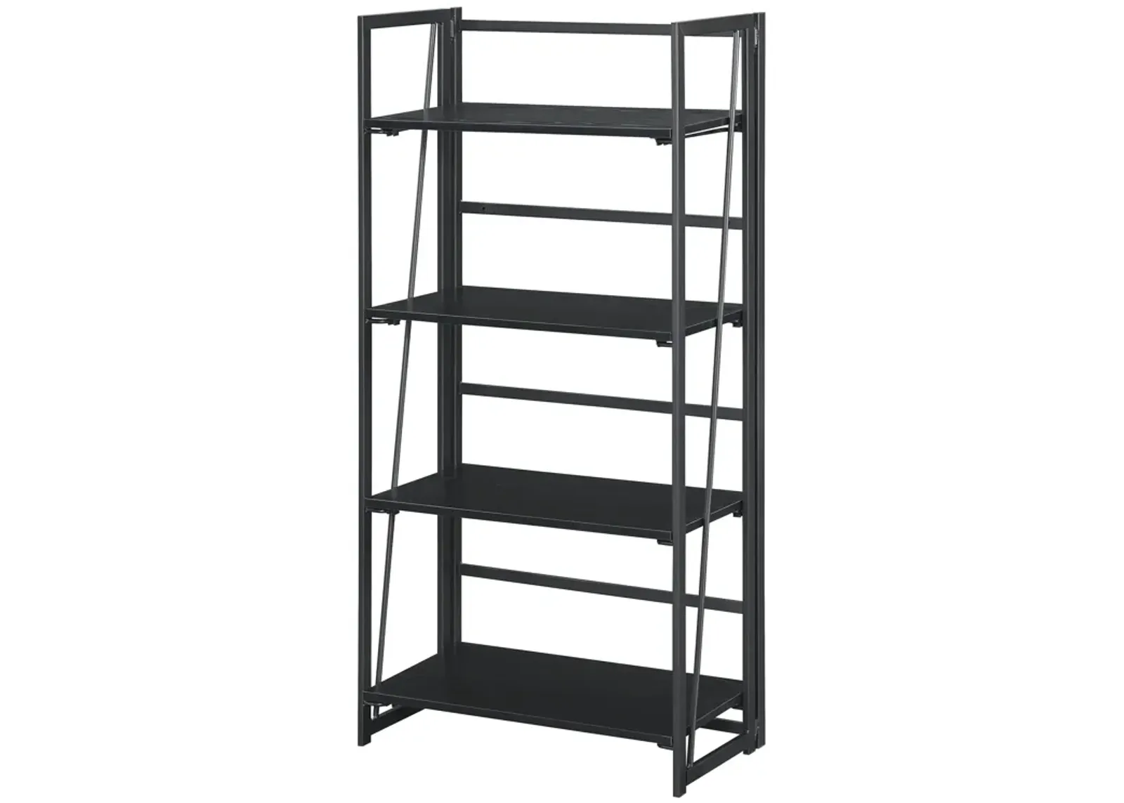 Convenience Concepts Xtra Folding 4-Tier Bookshelf, Black/Black