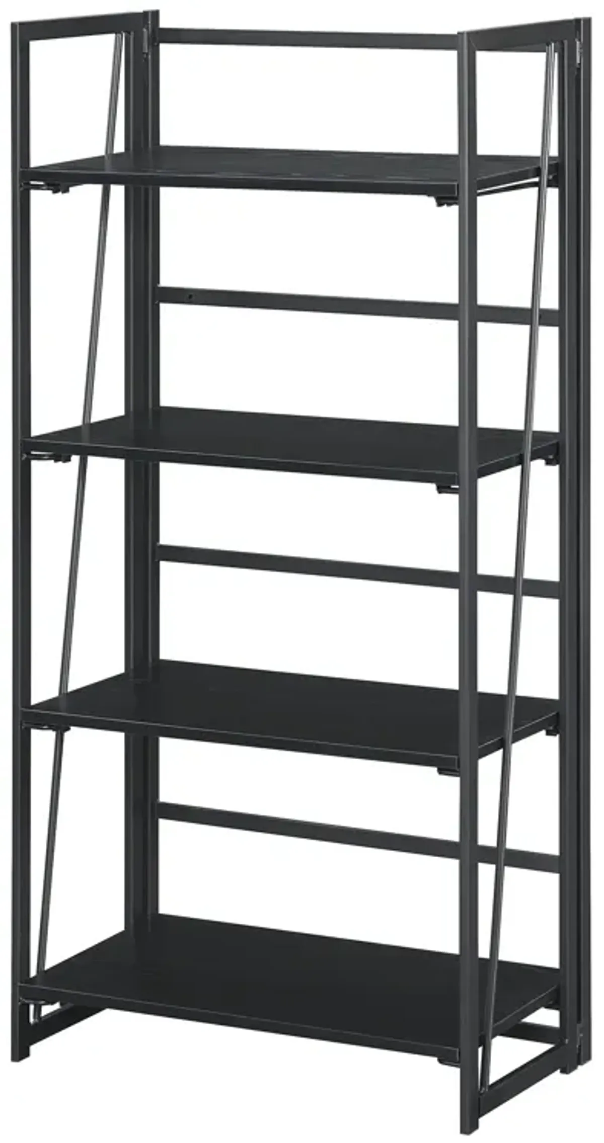 Convenience Concepts Xtra Folding 4-Tier Bookshelf, Black/Black