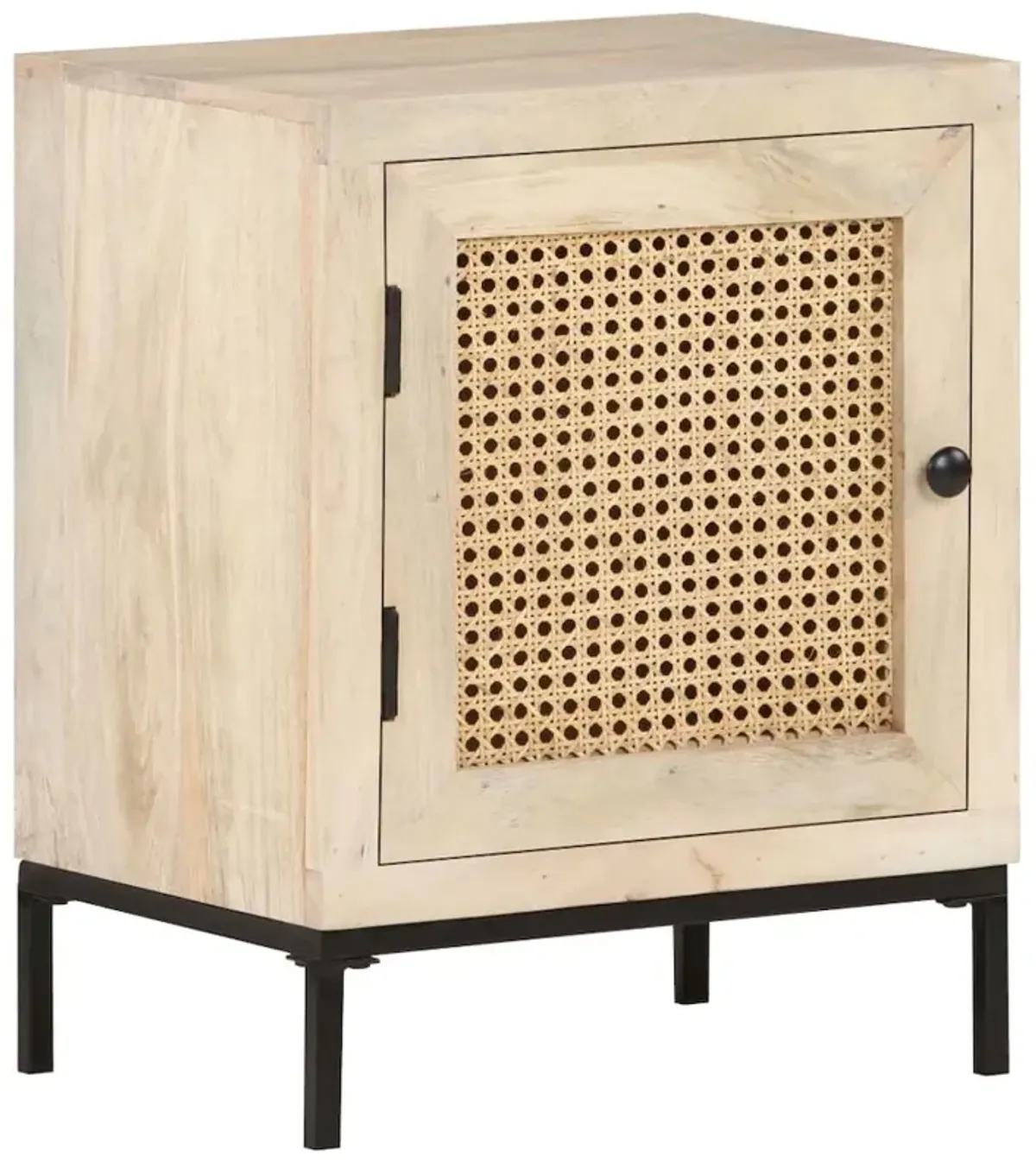 vidaXL Bedside Cabinet 15.7"x11.8"x19.7" Solid Mango Wood and Natural Cane