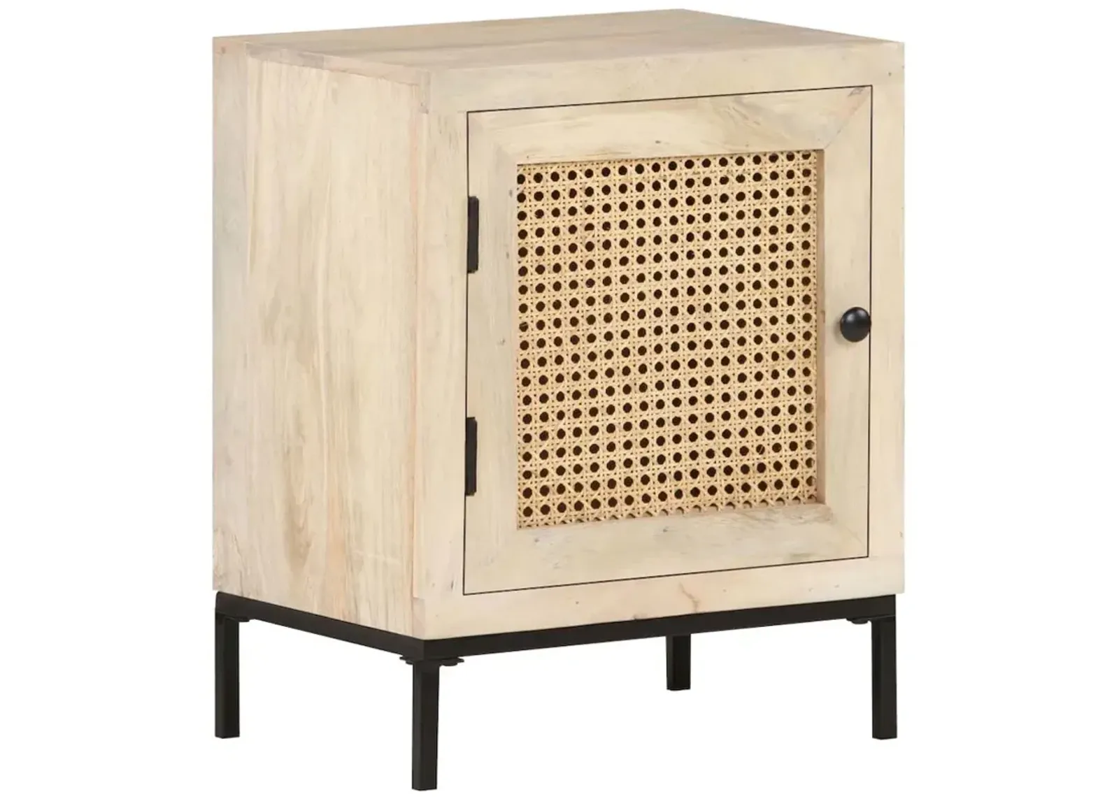 vidaXL Bedside Cabinet 15.7"x11.8"x19.7" Solid Mango Wood and Natural Cane 3509