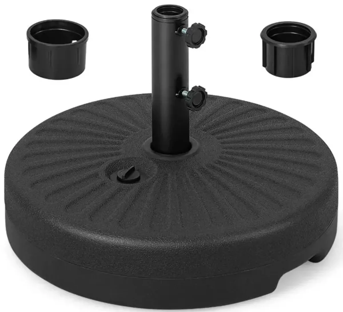 19.5 Inch Fillable Round Umbrella Base Stand for Yard Garden Poolside-Black